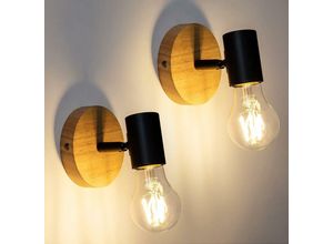 0699908281712 - Goeco - 2 Stück Wandleuchte Innen Holz Retro Wandlampe E27 Basis Für Schlafzimmer Wohnzimmer Flur Diele