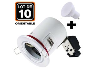 7061111142334 - Europalamp - 10 Spot bbc Orientable RT2012 IP20 Weiß + Glühlampe GU10 5W Neutralweiß + Fassung