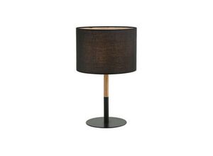 5213010014157 - Larissa Lighting - Vretsia Tischlampe E14 Max 40W Eisen Holz Stoff Matterial Black Class Ein- Ausschalter