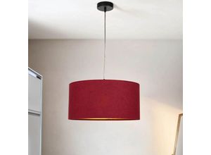 4251334898177 - Licht-erlebnisse - Hängelampe Stoff Schirm 40 cm rund Bordeaux Rot Gold Retro Schlafzimmer Wohnzimmer - Weiß Bordeaux Rot Gold