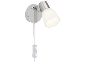 4004353198489 - BRILLIANT Lampe Janna LED Wandspot Zuleitung und Schalter eisen chrom weiß 1x LED-Z45 E14 4W LED-Tropfenlampe inklusive (450lm 2700K) Mit Zuleitung und Schalter