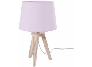 3560234465602 - Atmosphera Créateur Dintérieur - Nachttischlampe für Kinderzimmer oder Schlafzimmer 31 cm rosa Holz und Stoff