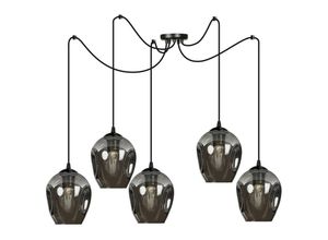 5901738901230 - Emibig Lighting - Emibig level Schwarze Glaskuppel-Cluster-Pendel-Deckenleuchte mit Graphitglasschirmen 5x E27