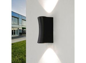 3705125034837 - Licht-erlebnisse - led Außenlampe Wand IP54 Schwarz Haus Hof 3000 k Aluminium Up Down Außenwandlampe - Schwarz