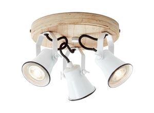 4004353350030 - BRILLIANT Lampe Seed Spotrondell 3flg weiß holz hell 3x PAR51 GU10 5W geeignet für Reflektorlampen (nicht enthalten) Köpfe schwenkbar - weiß