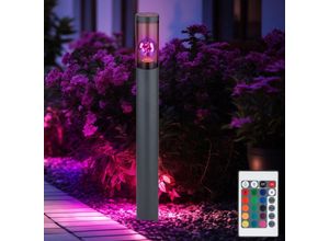 9007371503896 - Standleuchte Edelstahl Sockelleuchte rauch anthrazit Außen Garten Stehlampe Fernbedienung dimmbar 1x rgb led 85W 806Lm warmweiß DxH 76x80 cm