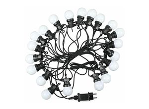 3800157681162 - 10m Oberleitung mit 20 10W led Mini Globe Glühbirnen Weiß mit Schuko und Trafo 6000K IP44