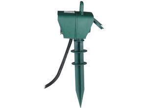 3800157648912 - 2-Wege-Gartensteckdosen - Grün - IP44 - 3m Kabel - Garden Spike