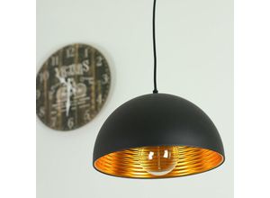 4054755998484 - Licht-erlebnisse - Hängeleuchte ø 30 cm E27 Schwarz Gold aus Metall Industrie Design Hängelampe - Schwarz Gold