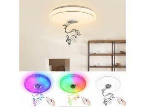 0754080644554 - Led Deckenleuchte rgb Deckenlampe mit Bluetooth Lautsprecher Dimmbar Sternenhimmel Flach Deckenbeleuchtung mit APP-Steuerung und Fernbedienung für