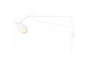 4255596685124 - Licht-erlebnisse - Wandlampe Metall E27 Schwenkarm 29 cm hoch mit Schalter Weiß Kugelschirm