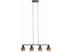 4059157246812 - Etc-shop - Pendelleuchte Rattan Esszimmer Deckenlampe Küche hängend Hängelampe Wohnzimmer schwarz Gitter Grasgeflecht braun 4x E27 Fassungen LxBxH