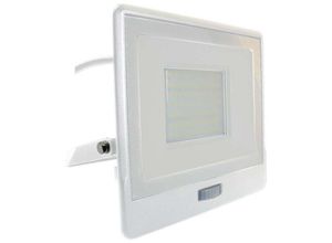 3800157661607 - LED-Flutlichtstrahler mit PIR-Sensor - Samsung - IP65 - Weiß - 50W - 4000 Lumen - 4000K - 5 Jahre - Modell Nr - VT-158S-1-W