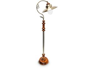 4052025184889 - Stehlampe im Jugendstil Design mit neigbarem Schirm aus Massivholz und Messing hbt ca 157 x 35 x 39 cm - Relaxdays