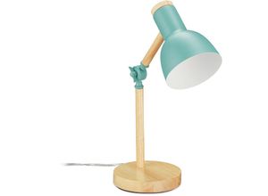 4052025902988 - Relaxdays Schreibtischlampe verstellbare Retro Tischlampe Holz & Metall E14 Leselampe HxD 455 x 145 cm mintgrün