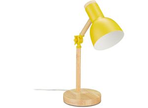 4052025902995 - Schreibtischlampe verstellbare Retro Tischlampe Holz & Metall E14 Fassung Leselampe 455 x 145 cm gelb - Relaxdays