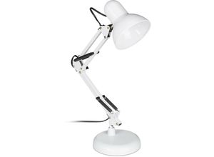 4052025943974 - Retro Schreibtischlampe Gelenk-Arm schwenkbar Büro Leselampe Metall E27 HxBxT 50 x 27 x 15 cm weiß - Relaxdays