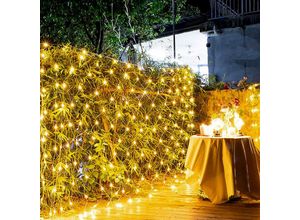 0768998205431 - Uisebrt - led Lichternetz Lichterkette 3 x 2m Warmweiß Innen und Außen Dekoration für Weihnachten Hochzeit Party mit 8 Leuchtmodi (3 x 2m Warmweiß)