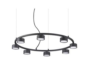 8021696235547 - Minor - Indoor 8 Light Circular Ceiling Pendelleuchte 8 Lights Black - Ideal Lux