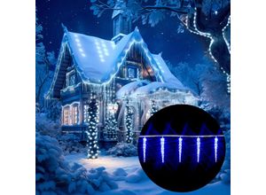 4250525347654 - - led Lichterkette Eiszapfen Eisregen Innen Außen Weihnachtsbeleuchtung 80 Eiszapfen led Blau