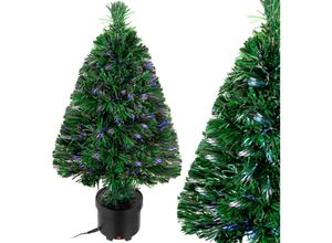 4250525312782 - Künstlicher Weihnachtsbaum 65 cm Farbwechsel 9 Lichteffekte mit Topf Weihnachten Mini Tannenbaum Christbaum Tischbaum Glasfaser Grün - Casaria