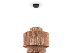 4061981192432 - Pacohome - Paco Home Pendelleuchte Esstisch Papier Boho Hängelampe Esszimmer Lampe E27 Rattan Pendelleuchte - Schwarz Natur (Ø40cm)