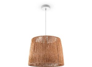 4061981116490 - Paco Home Pendelleuchte Esstisch Hängelampe Esszimmer Lampe E27 Papier Boho Rattan Pendelleuchte - Weiß Natur (Ø35cm)