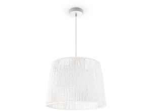 4061981014499 - Pacohome - Paco Home Pendelleuchte Esstisch Hängelampe Esszimmer Lampe E27 Papier Boho Rattan Pendelleuchte - Weiß Weiß (Ø35cm)