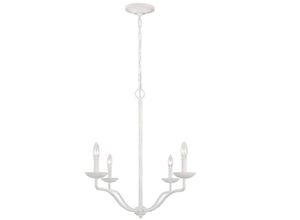 4255596731104 - Licht-erlebnisse - Kronleuchter Metall 61 cm breit h max 2211 cm Weiß E14 4-flammig Landhausstil