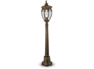 4255596716538 - Licht-erlebnisse - Außenleuchte Aluminium Glas 113 cm hoch IP44 in Gold antik E27 Rustikal Wegeleuchte 4255596716538 - Licht-erlebnisse - Außenleuchte Aluminium Glas 113 cm hoch IP44 in Gold antik E27 Rustikal Wegeleuchte