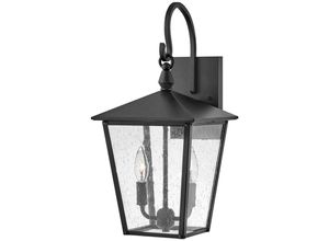 4255596729996 - Licht-erlebnisse - Wandlampe außen Glas Aluminium IP44 h 479 cm Schwarz 2-flammig Rustikal Außenlampe Wand