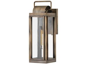 4255596730503 - Licht-erlebnisse - Außenleuchte Wand Glas Aluminium IP44 413 cm hoch in Bronze brüniert eckig Vintage