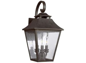 4255596729675 - Licht-erlebnisse - Wandlampe außen Edelstahl Glas 489 cm hoch IP44 Schwarz antik E14 3-flammig Rustikal