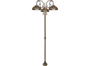 4255596680518 - Licht-erlebnisse - Außenlampe Echt-Messing Glas 210 cm IP44 in Bronze Antik matt E27 3-flammig Rustikal