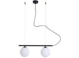 4255596684325 - Licht-erlebnisse - Pendelleuchte Metall Glas h max 120 cm Schwarz Weiß E14 2-flammig länglich Modern