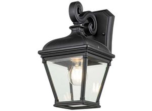 4255596728975 - Licht-erlebnisse - Außenwandleuchte Aluminium Glas E27 IP44 334 cm hoch Schwarz Vintage Wandleuchte außen