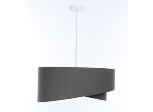 4255596669391 - Licht-erlebnisse - Pendelleuchte Stoff E27 rund ø 40 cm h max 90 cm Weiß Grau Modern