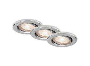 4002707370352 - Brilo - led Einbauleuchte ner leuchten sten 5 w 460 lm IP23 aluminiumfarbig Metall inkl 3x GU10 3er Set ø 86 cm