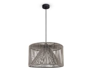 4061981243653 - Led Pendellampe Wohnzimmer Hängeleuchte Esszimmer Vintage Korboptik Boho Natur Pendelleuchte Schwarz 15 - Paco Home