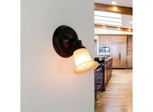 4054755998507 - Licht-erlebnisse - Wandlampe Braun verstellbar E14 Glas Metall Rustikal Flur Küche Wandleuchte - Braun Antik Creme 4054755998507 - Licht-erlebnisse - Wandlampe Braun verstellbar E14 Glas Metall Rustikal Flur Küche Wandleuchte - Braun Antik Creme