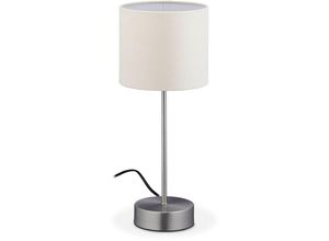 4052025344580 - Nachttischlampe Touch dimmbar in 3 Stufen E14 HxD 40 x 16 cm Touch Lampe mit Stoffschirm silber creme - Relaxdays