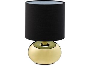 4052025899172 - Relaxdays Nachttischlampe Touch dimmbar moderne Touch Lampe mit 3 Stufen E14 Tischlampe mit Kabel 28 x 18 cm gold