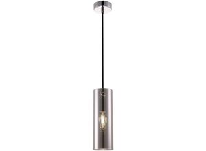 4255596718839 - Licht-erlebnisse - Hängelampe Metall Rauchglas E14 rund ø 8 cm h max 178 cm Chrom Modern Pendelleuchte