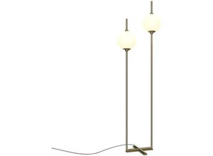 4255596721365 - Licht-erlebnisse - Stehleuchte Metall Glas led 150 cm in Messing Weiß Kugelschirm warmweißes Licht 3000 k 750 lm