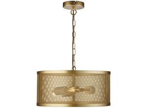 4255596673466 - Licht-erlebnisse - Pendelleuchte Metall rund d 45 cm h max 150 cm in Gold E27 3-flammig Retro