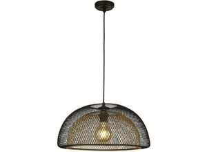 4255596674111 - Licht-erlebnisse - Hängelampe Metall E27 rund d 455 cm h max 179 cm in Schwarz Gold Modern Pendelleuchte