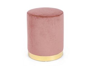 8051836226913 - - Pouf aus Samt in Antik-Rosa lucilla Durchmesser 35x h40 cm