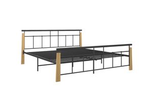 8720286196427 - BettgestellSchlafzimmerbett Metall und Massivholz Eiche 180x200 cm vidaXL