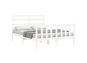 8720845971878 - Bonnevie - MassivholzbettSchlafzimmerbettDoppelbett mit Kopfteil Weiß 140x190 cm vidaXL