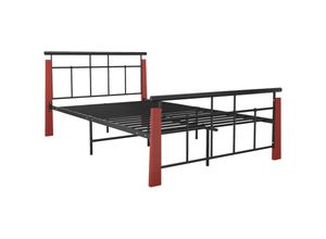 8720286196328 - Bettgestell，Schlafzimmerbett Metall und Massivholz Eiche 120x200 cm vidaXL